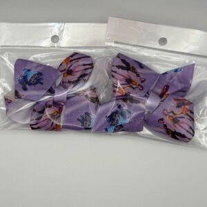 Kids Hair Bows Set Anime Character Print‎ Purple Ribbon Clip Set of 2